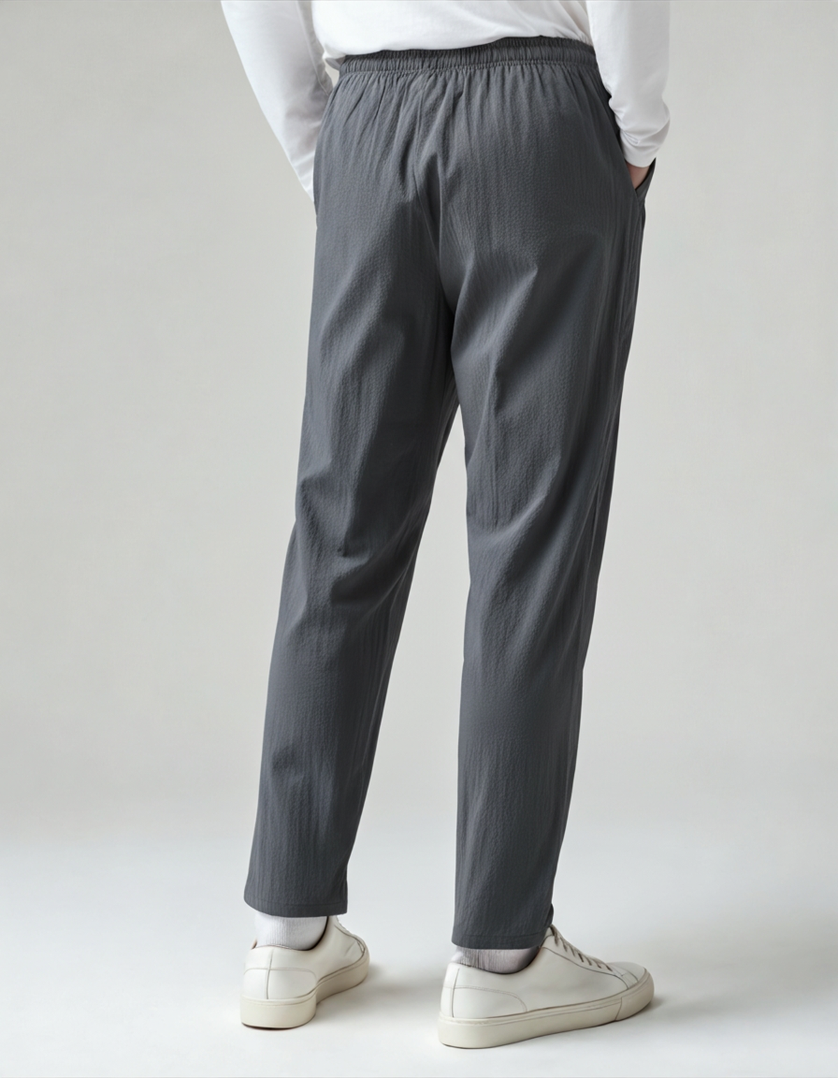 Men's Drawstring Trousers With Flat Tie And Side Pockets - Green