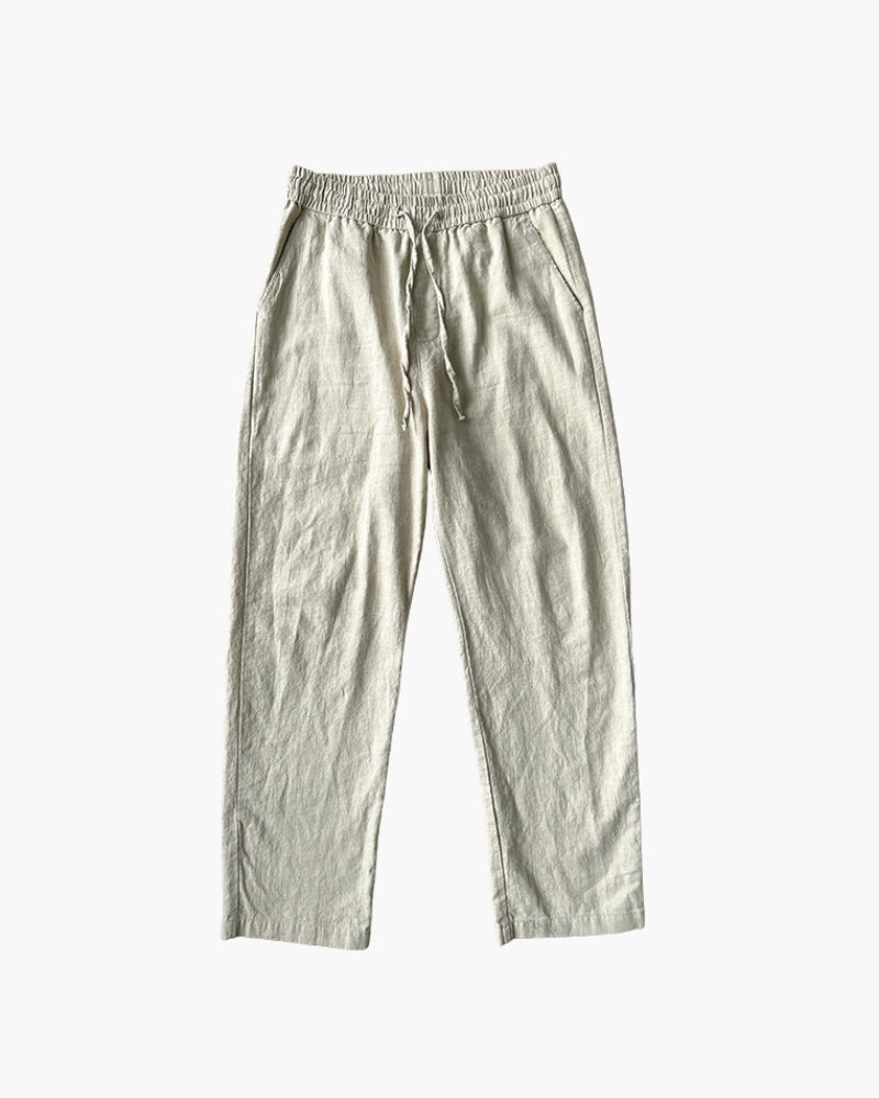 Men's Drawstring Trousers With Gathered Waist Detail - Khaki
