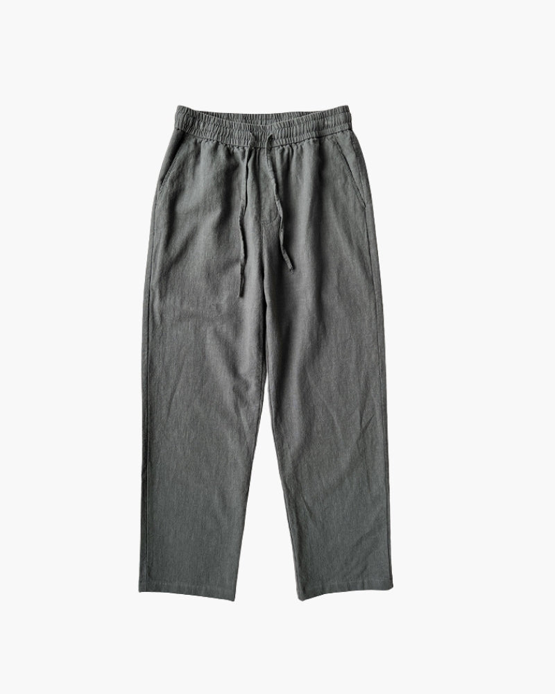 Men's Drawstring Trousers With Gathered Waist Detail - Dark Grey
