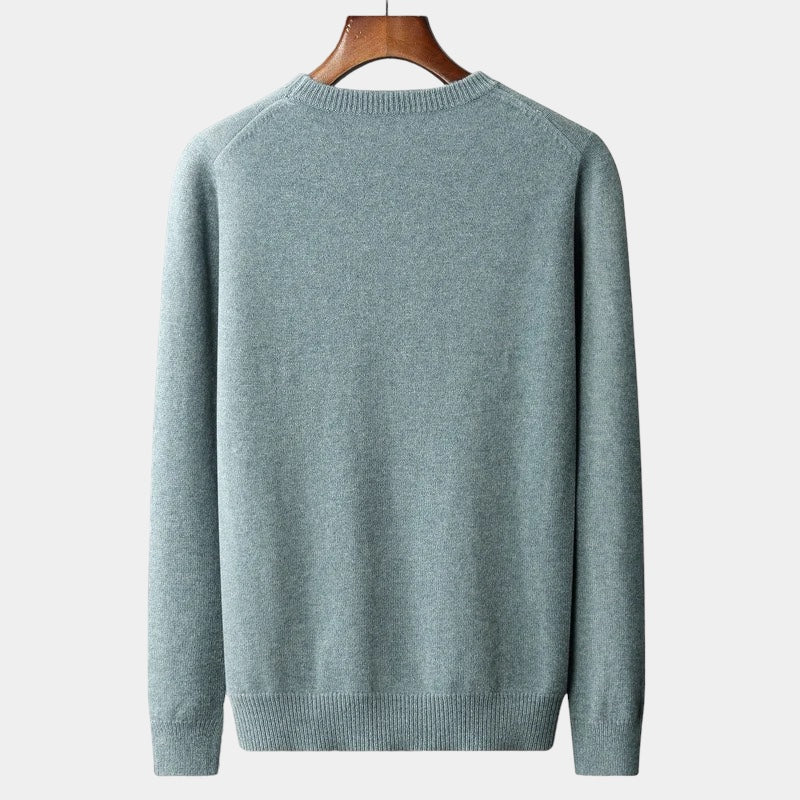 Men's Fine-Knit Crew Neck Jumper With Ribbed Bands - Colour options