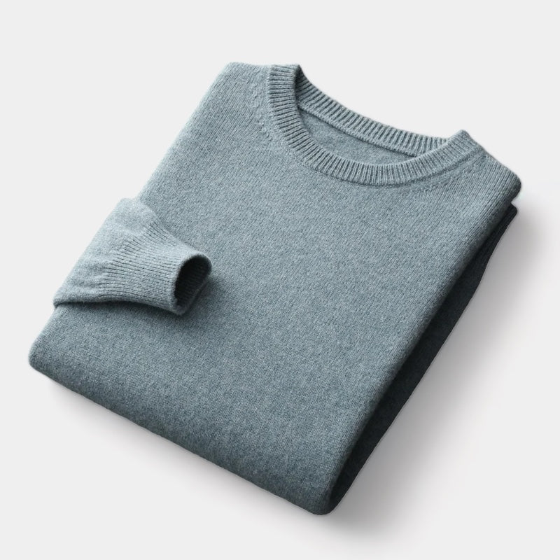 Men's Fine-Knit Crew Neck Jumper With Ribbed Bands - Colour options