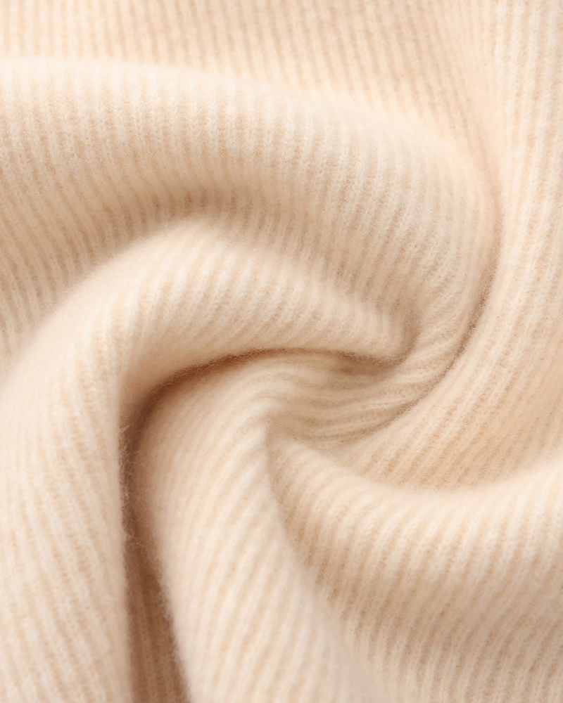 Men's Fine-Rib Zip-Front Cardigan With Raised Neck Band - Beige