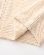 Men's Fine-Rib Zip-Front Cardigan With Raised Neck Band - Beige