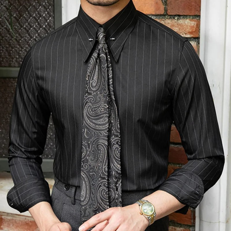 Men's Fine-Stripe Dress Shirt With Point Collar - Colour options