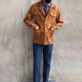 Men's Four-Pocket Field Jacket With Notch Lapels - Brown