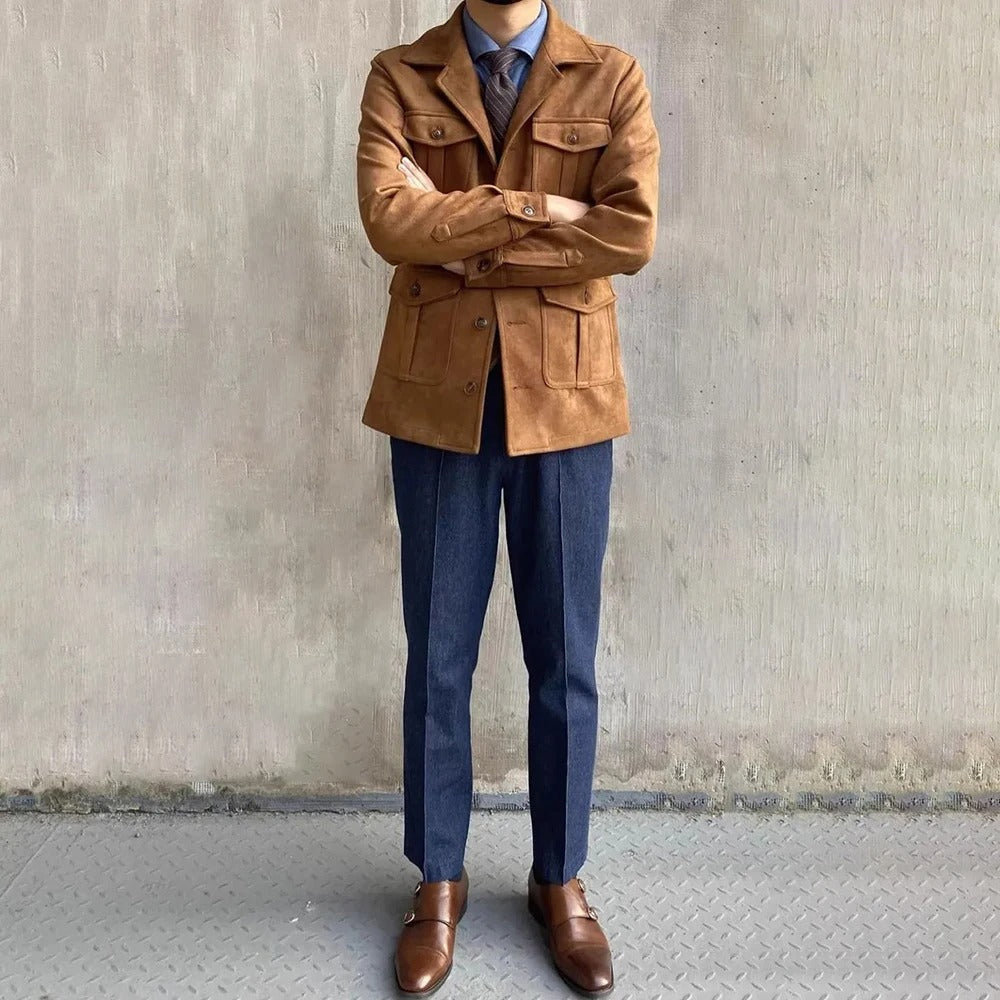 Men's Four-Pocket Field Jacket With Notch Lapels - Colour options