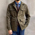 Men's Four-Pocket Field Jacket With Notch Lapels - Army Green