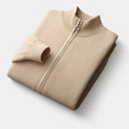 Men's Full-Zip Knitted Cardigan With Ribbed Stand Collar - Colour options
