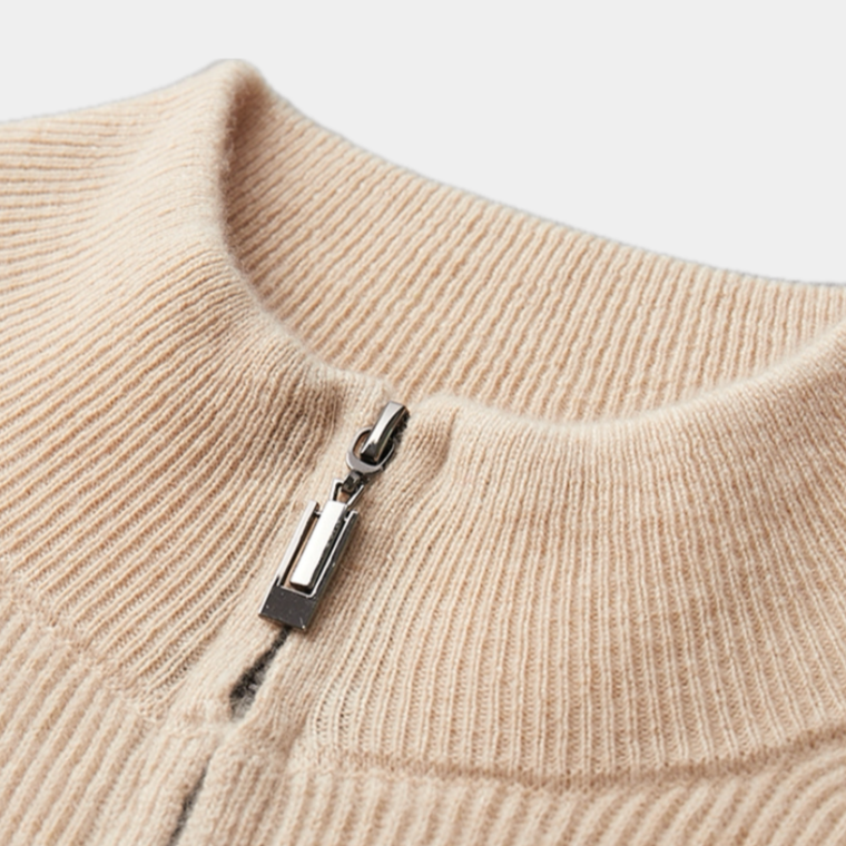 Men's Full-Zip Knitted Cardigan With Ribbed Stand Collar - Colour options
