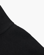 Men's Half-Zip Ribbed Jumper With Stand Collar - Black