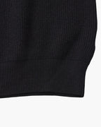 Men's Half-Zip Ribbed Jumper With Stand Collar - Black