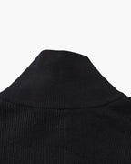 Men's Half-Zip Ribbed Jumper With Stand Collar - Black