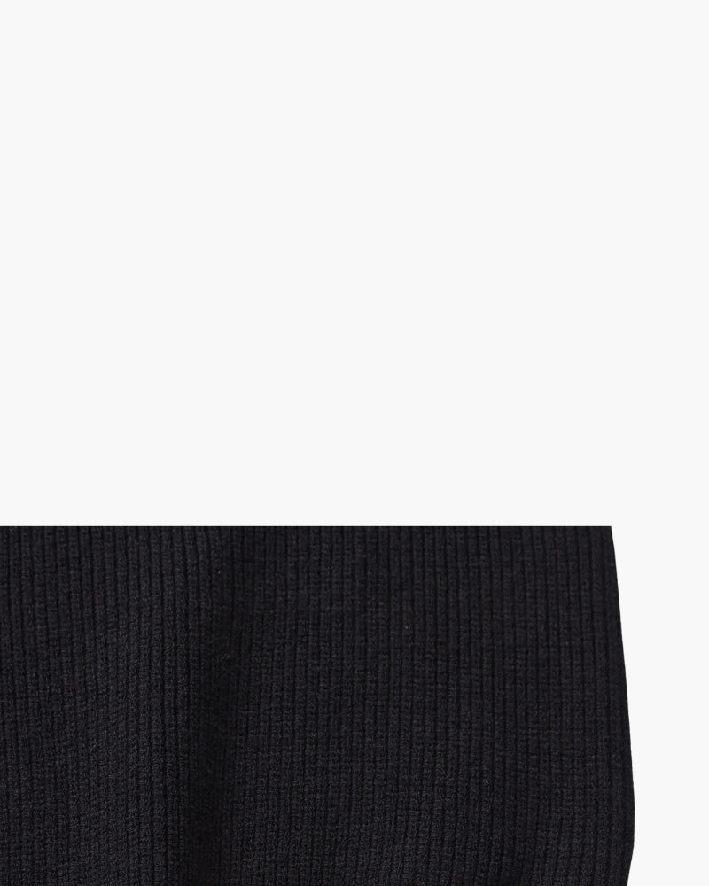 Men's Half-Zip Ribbed Jumper With Stand Collar - Black