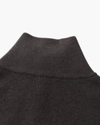 Men's Half-Zip Ribbed Jumper With Stand Collar - Dark Grey