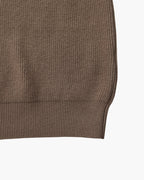 Men's Half-Zip Ribbed Jumper With Stand Collar - Brown