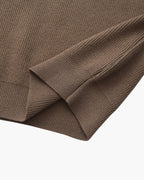 Men's Half-Zip Ribbed Jumper With Stand Collar - Brown