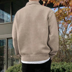 Men's Knitted Jumper With Folded Collar And Ribbed Hem - Colour options