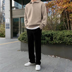 Men's Knitted Jumper With Folded Collar And Ribbed Hem - Colour options