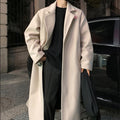 Men's Long Belted Coat With Notch Lapels And Tie Waist - Off White