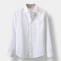Men's Long-Sleeve Button Shirt With Curved Shirt Tail Hem - White