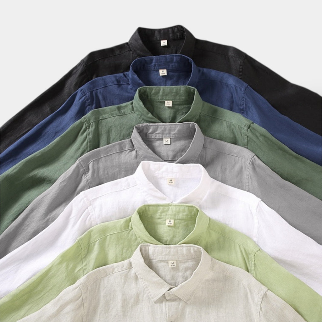 Men's Long-Sleeve Button Shirt With Curved Shirt Tail Hem - Colour options