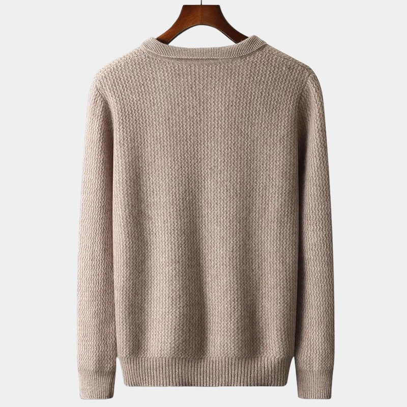 Men's Long-Sleeve Knit Polo With Open Flat Collar - Colour options