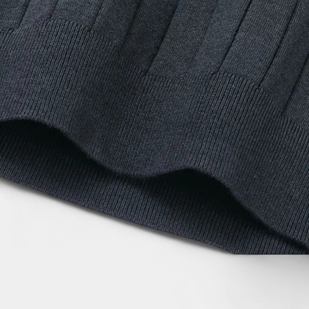Men's Long-Sleeve Knitted Polo With Fine Vertical Rib - Colour options