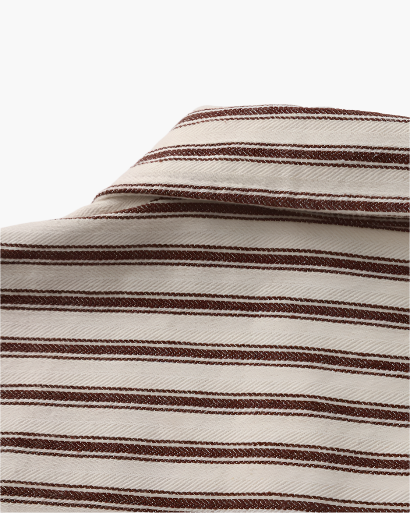 Men's Long-Sleeve Striped Shirt With Chest Pocket - Brown