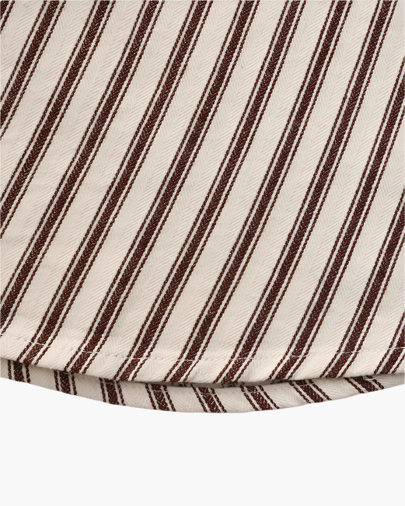Men's Long-Sleeve Striped Shirt With Chest Pocket - Brown