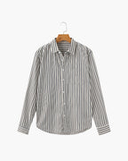 Men's Long-Sleeve Striped Shirt With Chest Pocket - Blue