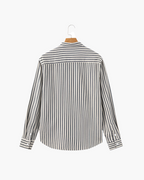 Men's Long-Sleeve Striped Shirt With Chest Pocket - Blue