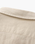 Men's Long-Sleeved Button Shirt With Single Chest Pocket - Beige
