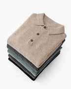 Men's Long-Sleeved Polo Jumper With Three-Button Neck - Colour options