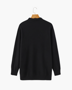 Men's Long-Sleeved Polo Jumper With Three-Button Neck - Black