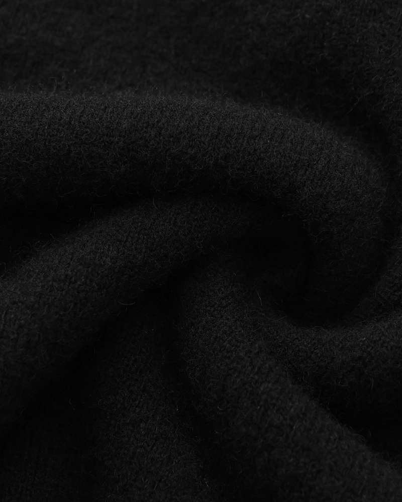 Men's Long-Sleeved Polo Jumper With Three-Button Neck - Black