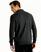 Men's Long-Sleeved Polo Jumper With Three-Button Neck - Dark Grey