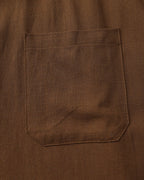 Men's Mandarin Collar Shirt With Chest Patch Pocket - Brown