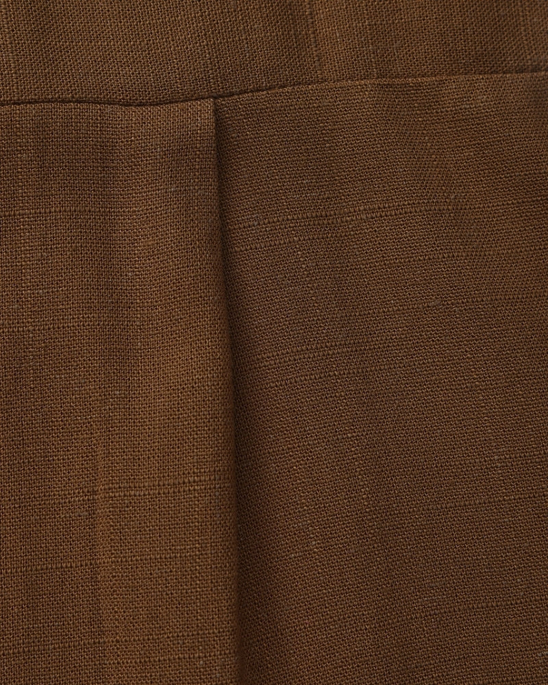 Men's Mandarin Collar Shirt With Chest Patch Pocket - Brown