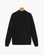 Men's Mock-Neck Jumper With Ribbed Neck And Cuffs - Black