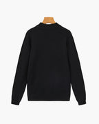 Men's Mock-Neck Jumper With Ribbed Neck And Cuffs - Black