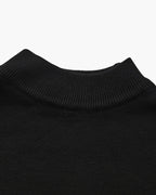 Men's Mock-Neck Jumper With Ribbed Neck And Cuffs - Black
