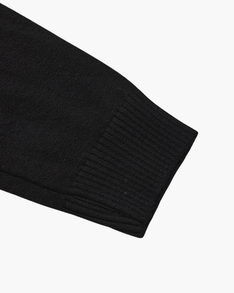 Men's Mock-Neck Jumper With Ribbed Neck And Cuffs - Black