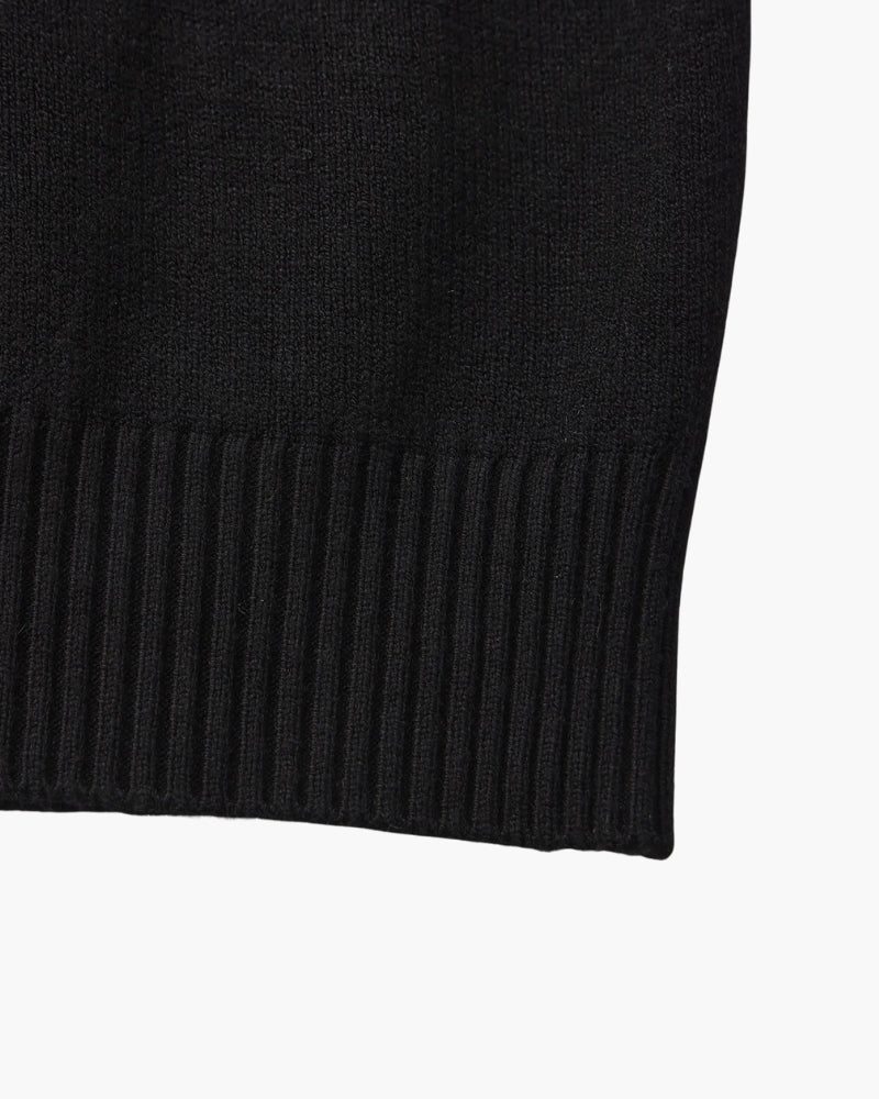 Men's Mock-Neck Jumper With Ribbed Neck And Cuffs - Black