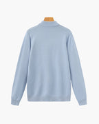 Men's Mock-Neck Jumper With Ribbed Neck And Cuffs - Sky Blue