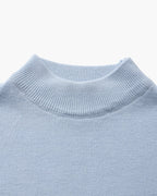 Men's Mock-Neck Jumper With Ribbed Neck And Cuffs - Sky Blue