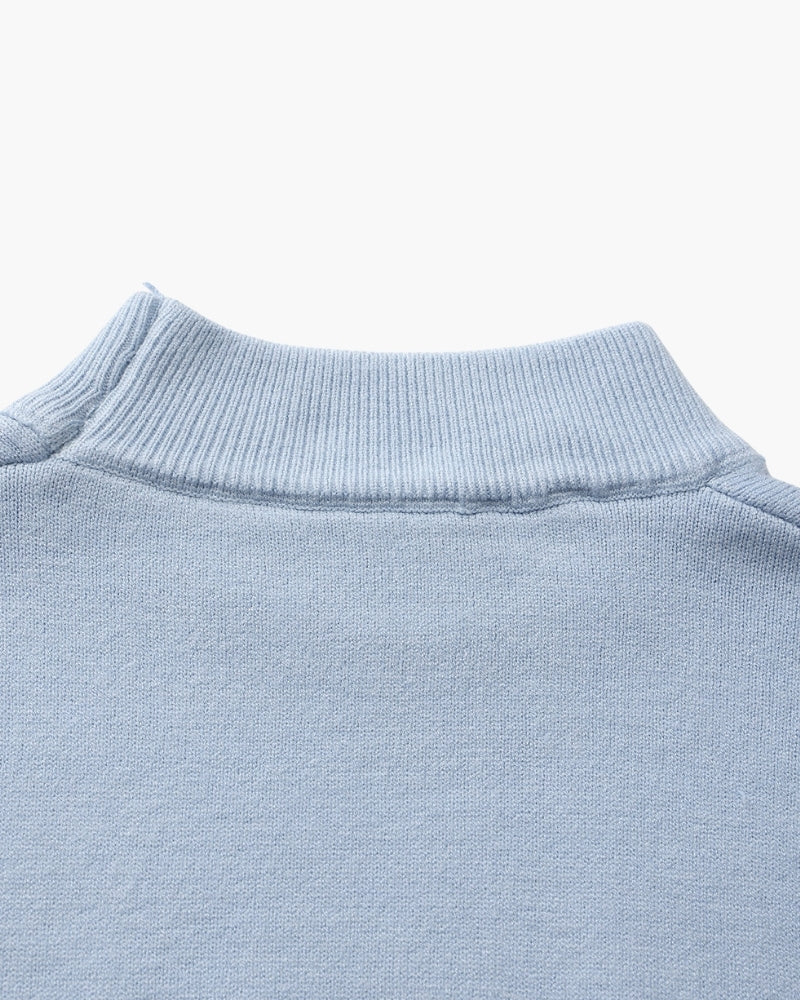 Men's Mock-Neck Jumper With Ribbed Neck And Cuffs - Sky Blue