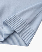 Men's Mock-Neck Jumper With Ribbed Neck And Cuffs - Sky Blue