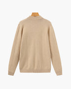 Men's Mock-Neck Jumper With Ribbed Neck And Cuffs - Beige