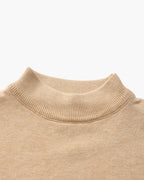 Men's Mock-Neck Jumper With Ribbed Neck And Cuffs - Beige