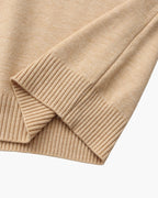 Men's Mock-Neck Jumper With Ribbed Neck And Cuffs - Beige
